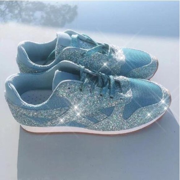 NEW Sparkling Bling Glitter Sneakers Athletic Sports Shoes Silver Black … - Picture 11 of 12